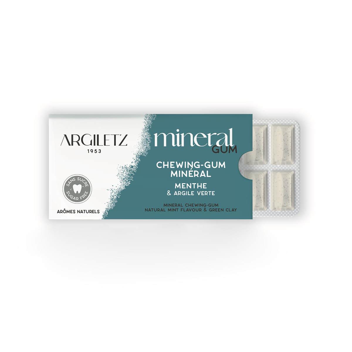Chewing gum with green clay mint aroma