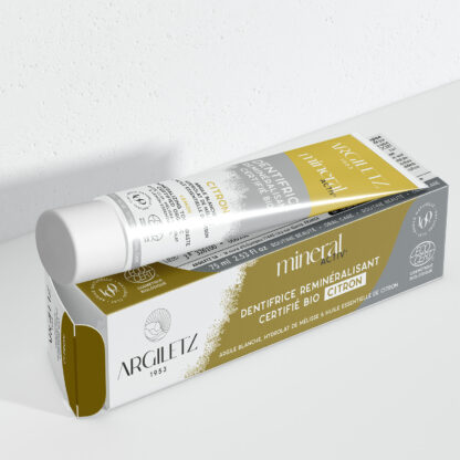 Lemon* toothpaste with white and yellow clay