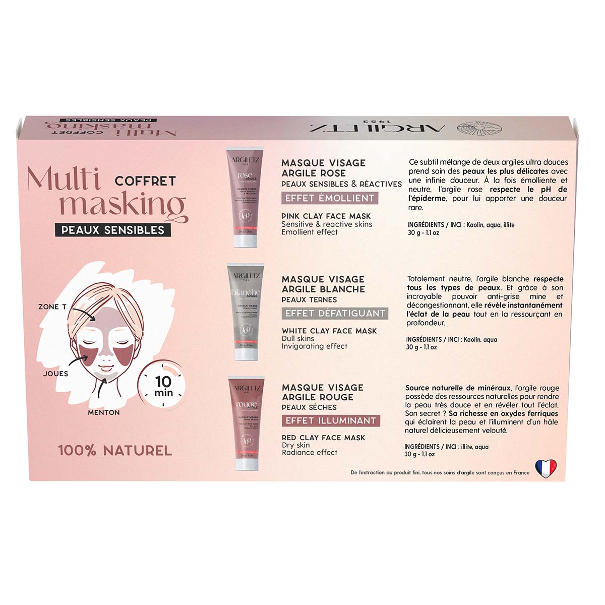 Trio box of mini clay masks sensitive skin