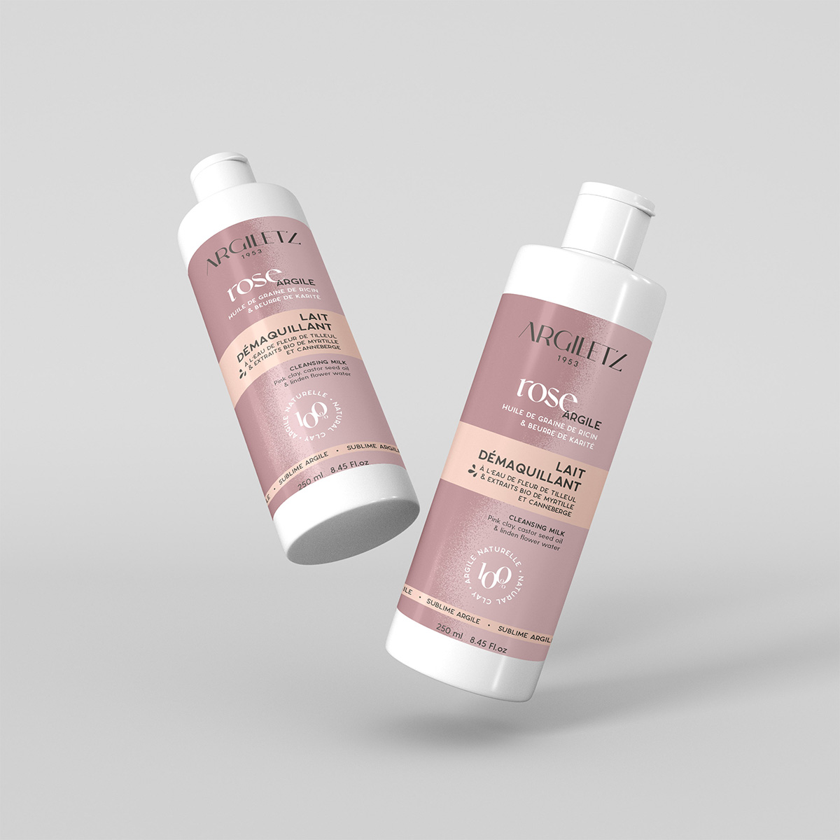 Lait démaquillant à l'argile rose
