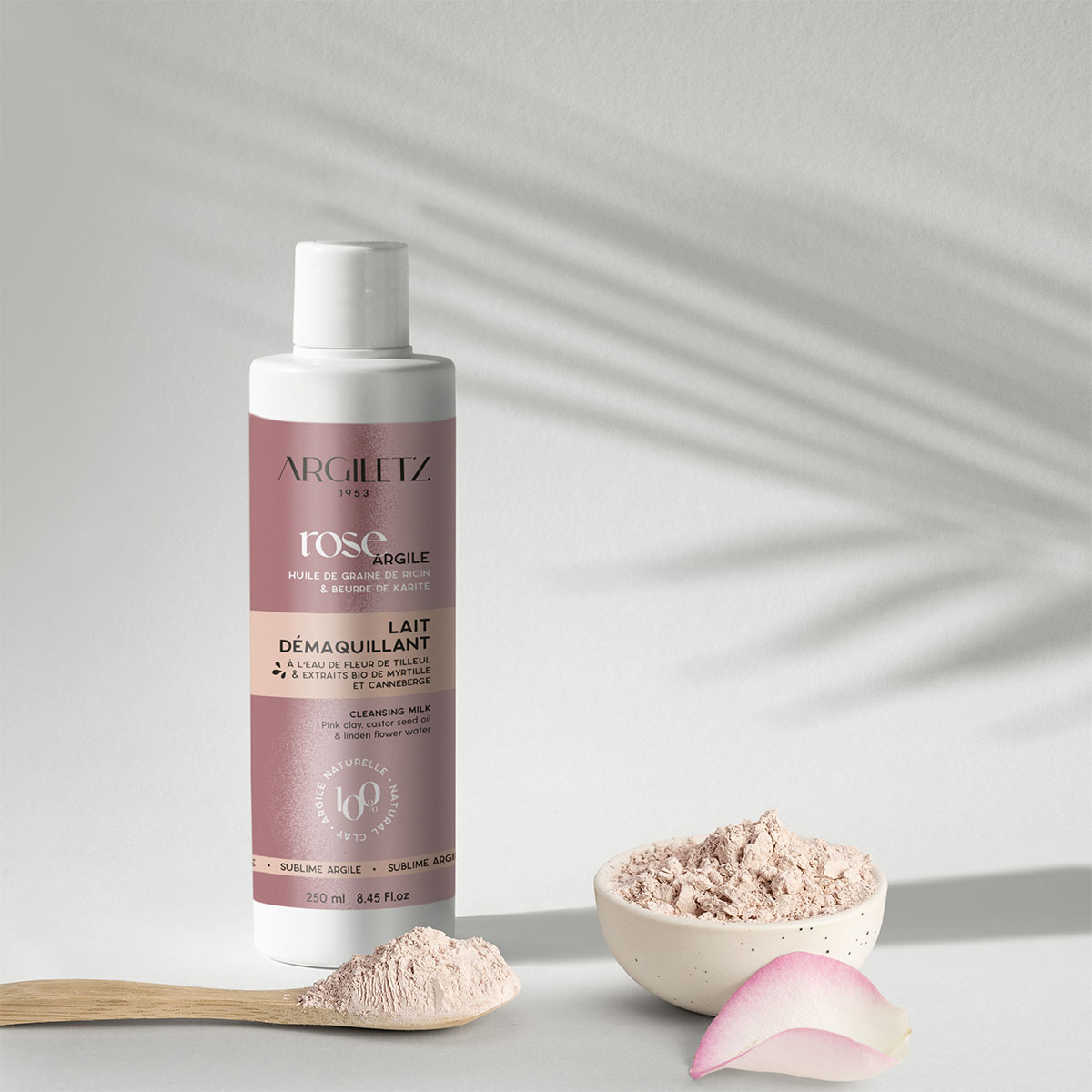 Lait démaquillant à l'argile rose