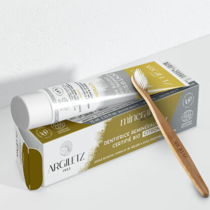DUO dentifrice REMINÉRALISANT CERTIFIÉ BIO* citron + brosse à dents en bambou
