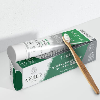 DUO dentifrice REMINÉRALISANT CERTIFIÉ BIO* aloe vera + brosse à dents en bambou